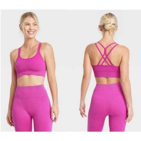 JoyLab Women's Ribbed Seamless Bra Pink Size XL - Picture 1 of 9